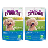 Health Extension Little Bites small-breed kibble supports easy eating for teacup dogs.