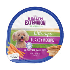 Health Extension Little Cups portioned cups closeup emphasizes quick, hassle-free mealtime.