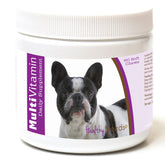 Healthy Breeds French Bulldog soft chews packaging bottle supports daily wellness