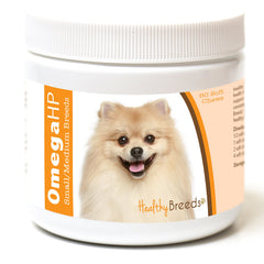 Healthy Breeds Omega HP Soft Chews bottle front for silky coat support