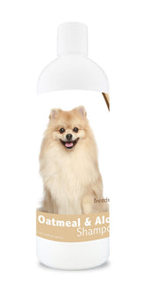 Healthy Breeds Pomeranian Oatmeal Shampoo bottle shows gentle cleansing for sensitive skin