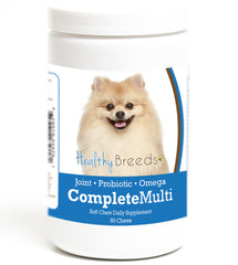 Healthy Breeds Pomeranian soft chews bottle for daily vitamins supporting coat and digestion