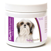 Healthy Breeds Shih Tzu Multi-Vitamin soft chews packaging with vet-recommended formula for canine wellness.