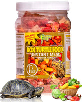 Healthy Herp boxed packaging for Box Turtle Food Instant Meal highlights USA-made quality for box turtles