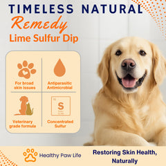 Healthy Paw Life lime sulfur dip applied to a dog for itchy skin.
