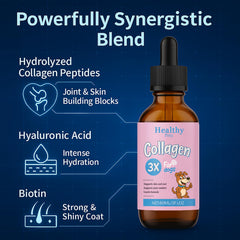 Healthy Petz biotin hyaluronic acid skin coat close-up emphasizes skin hydration and coat shine.