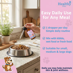 Healthy Petz liquid collagen promotes coat shine and healthy look in dogs