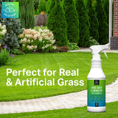 Healthy Solutions for Pets 64 oz refill bottle ready to attach to garden hose for quick spraying.