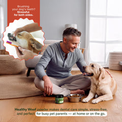 Healthy Woof dental powder scoop enabling quick, mess-free dosing