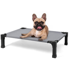 Heeyoo cooling elevated dog bed front view with breathable mesh for airflow