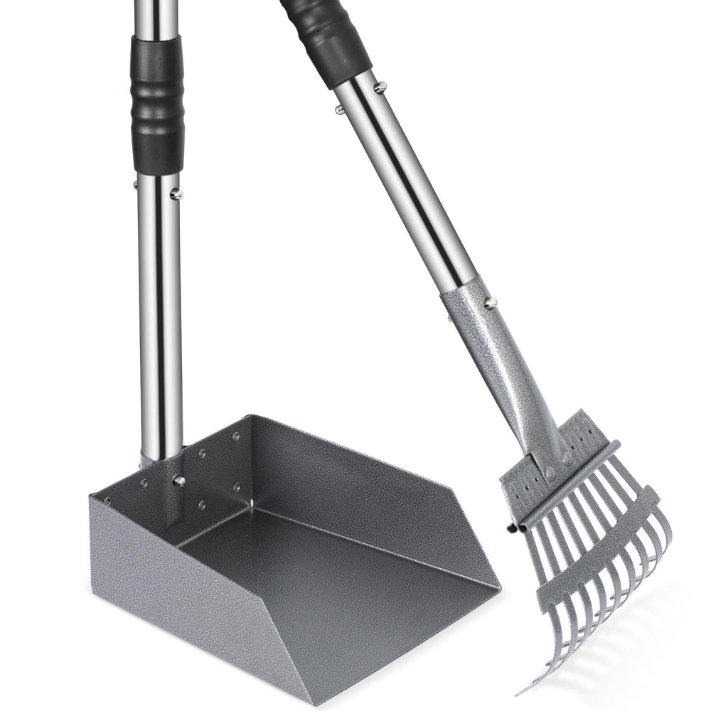 Heeyoo dog poop scooper tray and rake kit ready for instant yard cleanup.