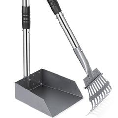 Heeyoo dog poop scooper tray and rake kit ready for instant yard cleanup.
