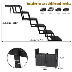 Heeyoo dog stairs adjustable height 17-28 inches fits many vehicle openings.