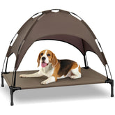 Heeyoo elevated dog bed with canopy for cooler outdoor lounging
