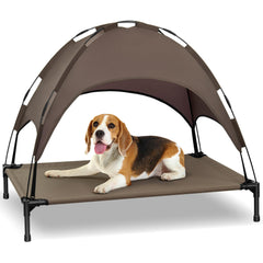 Heeyoo elevated dog bed with canopy for cooler outdoor lounging