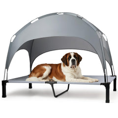 Heeyoo elevated dog bed with canopy offers cool comfort outdoors