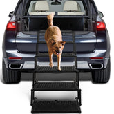 Heeyoo extra-wide car dog stairs folded for easy storage and portability.