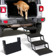 Heeyoo foldable dog steps with metal frame for secure SUV entry.