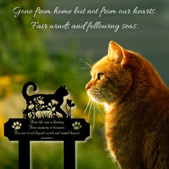 HEGANITS cat memorial marker with engraved quote for tribute.
