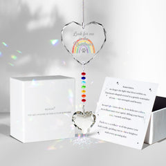 HEGELDA Look for me in the Rainbows heart crystal with paw print, comforting remembrance.