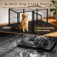 Heliospark dog crate mat waterproof barrier helps prevent leaks and floor damage.