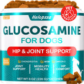 Helopssa glucosamine dog chews with duck flavor in pack for daily joint support.