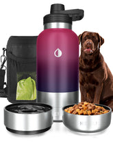 Hemli 32 oz dog water bottle side view showing insulated stainless steel body for long-lasting hydration.
