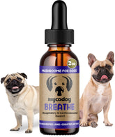 Hemp Dog Health MycoDog Breathe bottle label highlighting natural respiratory support