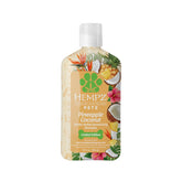 Hempz Pet Shampoo bottle displaying tropical pineapple and coconut scent for deodorizing pets.