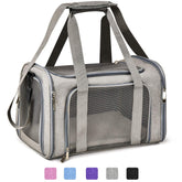 Henkelion Cat Carrier front view highlights breathable mesh for comfortable travel.