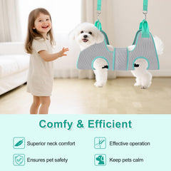 Henyopet grooming hammock harness setup demonstrates easy two-person operation