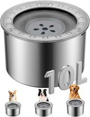 Heouvo 2.6 gallon dog water bowl with no-spill lid keeps floors dry.