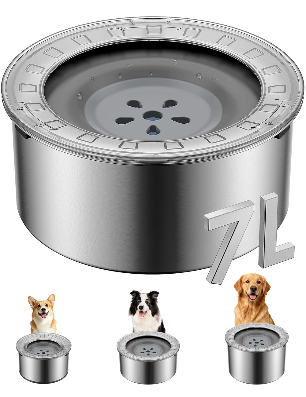Heouvo large-dog-water-bowl-lid, splash control for car rides.