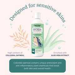 Hepper Oatmeal Shampoo lather on dog promotes soothing care.