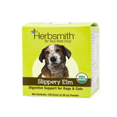 Herbsmith organic slippery elm powder for dogs and cats supports gentle digestion.
