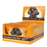 Herbsmith Scooter’s Butt Bars mini bars in a case, supporting regular stools for dogs.