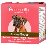 Herbsmith Taurine Boost bottle with scoop for daily heart support.