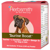 Herbsmith Taurine Boost bottle front indicating heart health support for dogs and cats