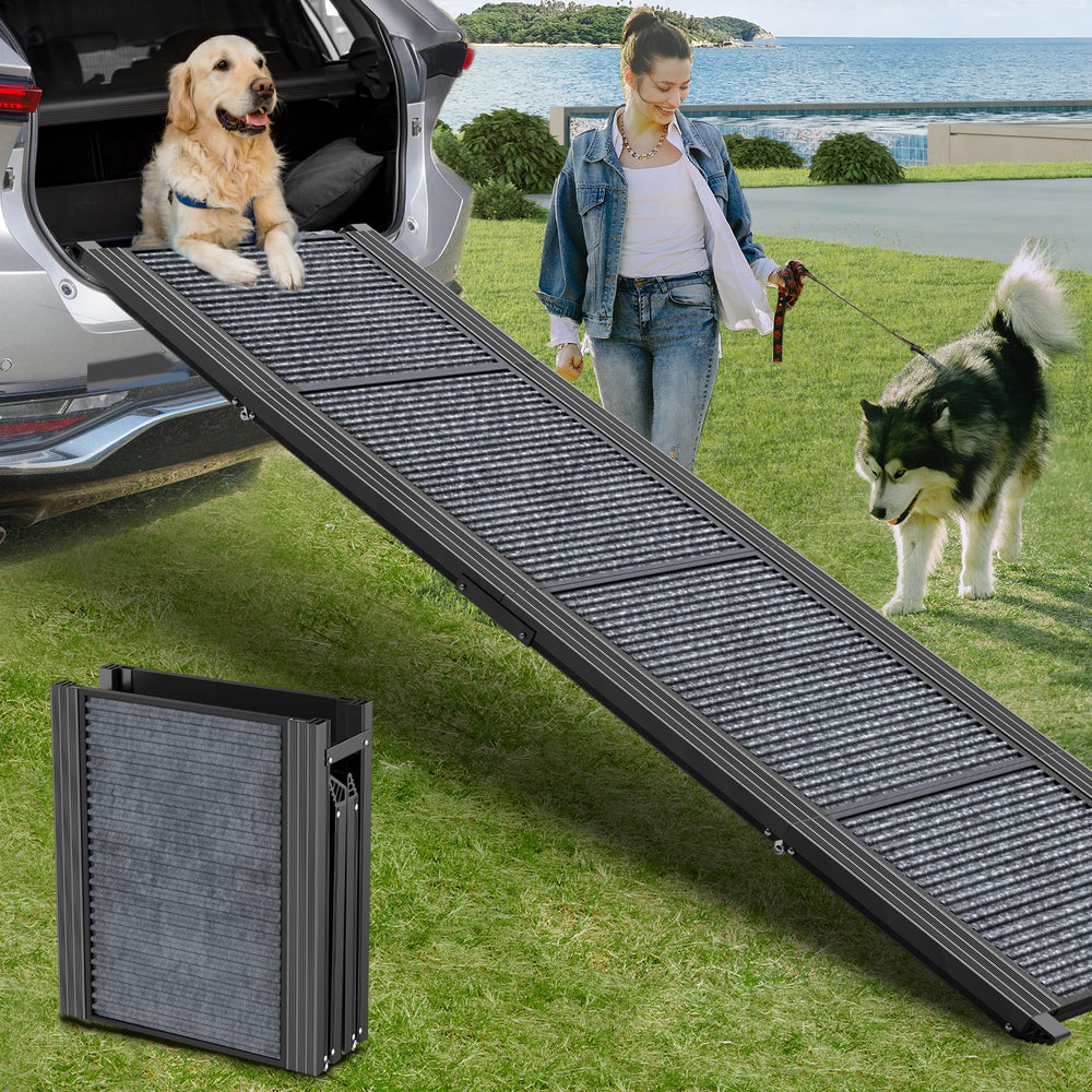 HerCcreta wigge 71-inch dog ramp for easy car entry and joint-friendly loading.