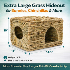 HERCOCCI extra-large grass house for rabbit, roomy interior for lounging