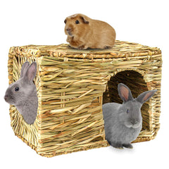 HERCOCCI grass house rabbit foldable hut, safe hideaway and chew surface for nibbling and rest