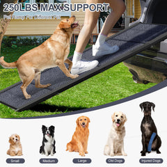 HerCcreta wigge dog ramp 17-inch width provides stable footing for large dogs.