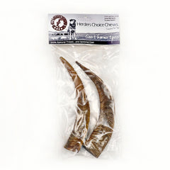 Herders Choice Dried Goat Horns medium two-pack, a durable chew for dogs