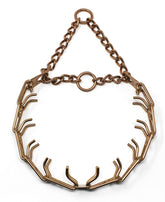 Herm Sprenger Curogan prong collar close-up showing interlocking links for adjustable fit