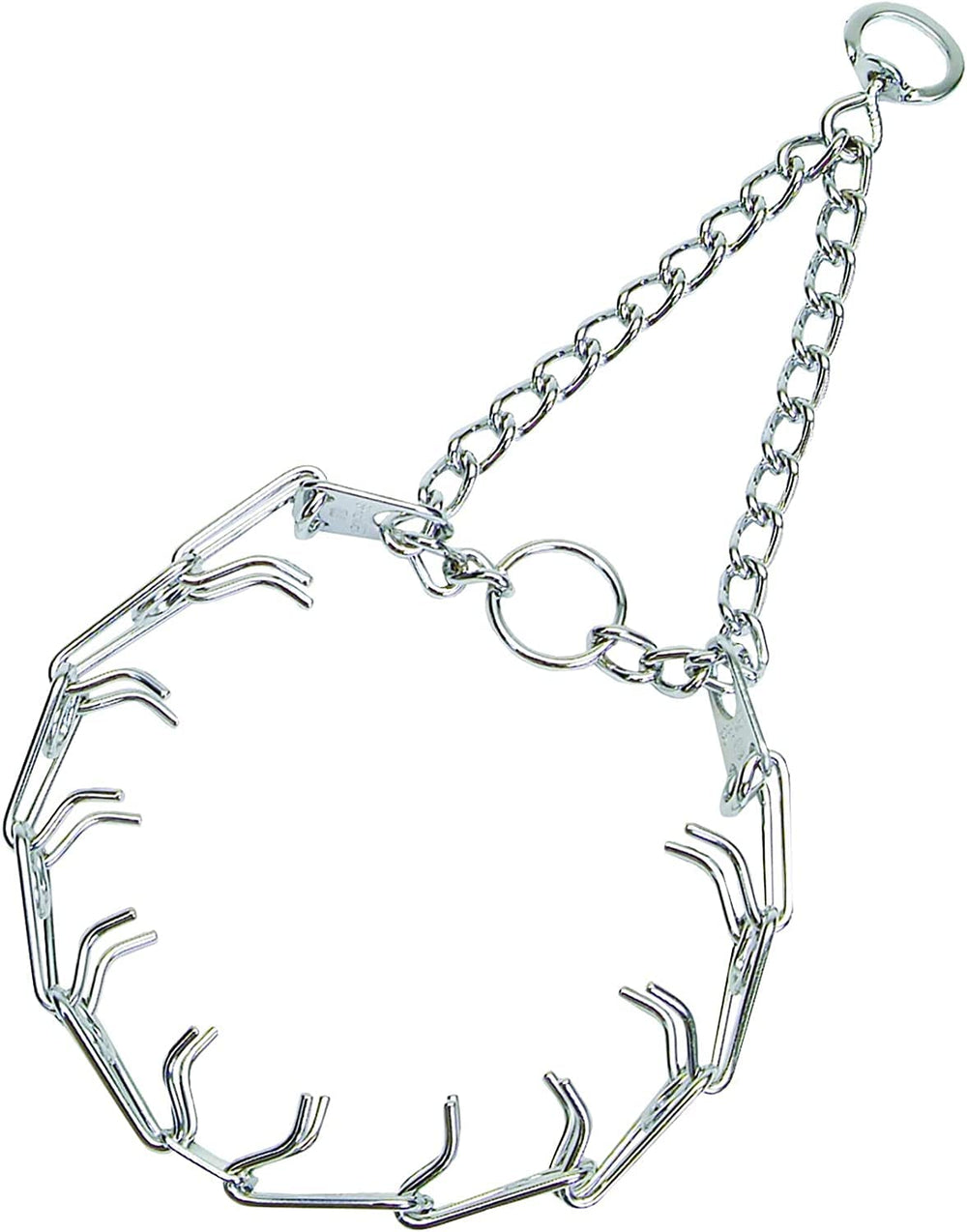 Herm Sprenger Ultra-Plus prong collar front view showing balanced training signals