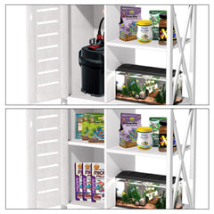 Herture stand cabinets provide neat storage for tools and media