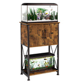 Herture stand top view in rustic brown-black finish for a compact aquarium