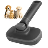 Hertzko self-cleaning slicker brush in use on a cat, gentle fur removal.