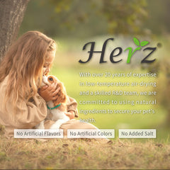 Herz ingredients visual highlights natural meats and vegetables for balanced nutrition