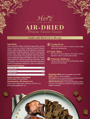 Herz air-dried dog food ingredient list showing natural, limited ingredients.